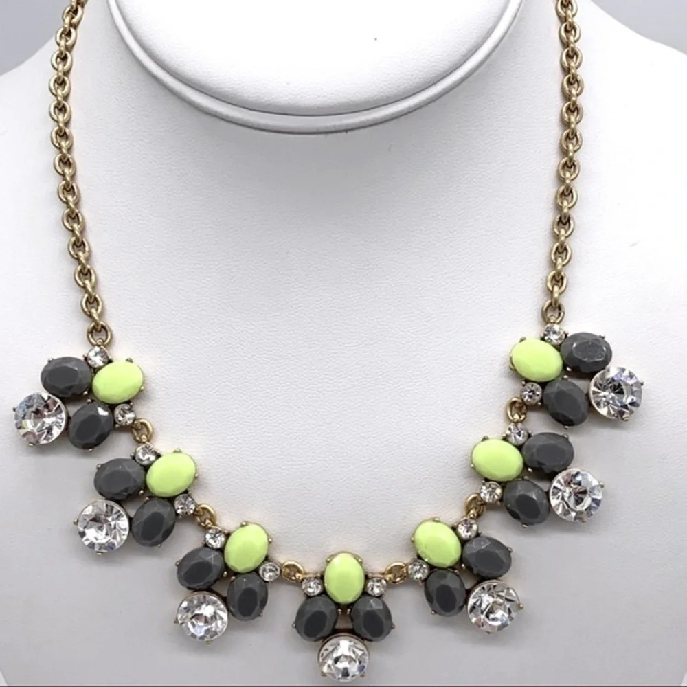 J. Crew Gray Yellow Crystal Necklace